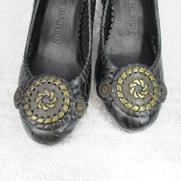 JACK ROGERS Marlow Pinwheel Block Heel Pumps Size 5 1/2 - Picture 3 of 10